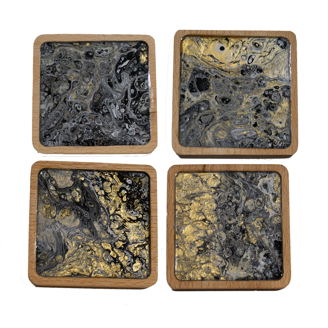Classic Wave Abstract Coasters - Square